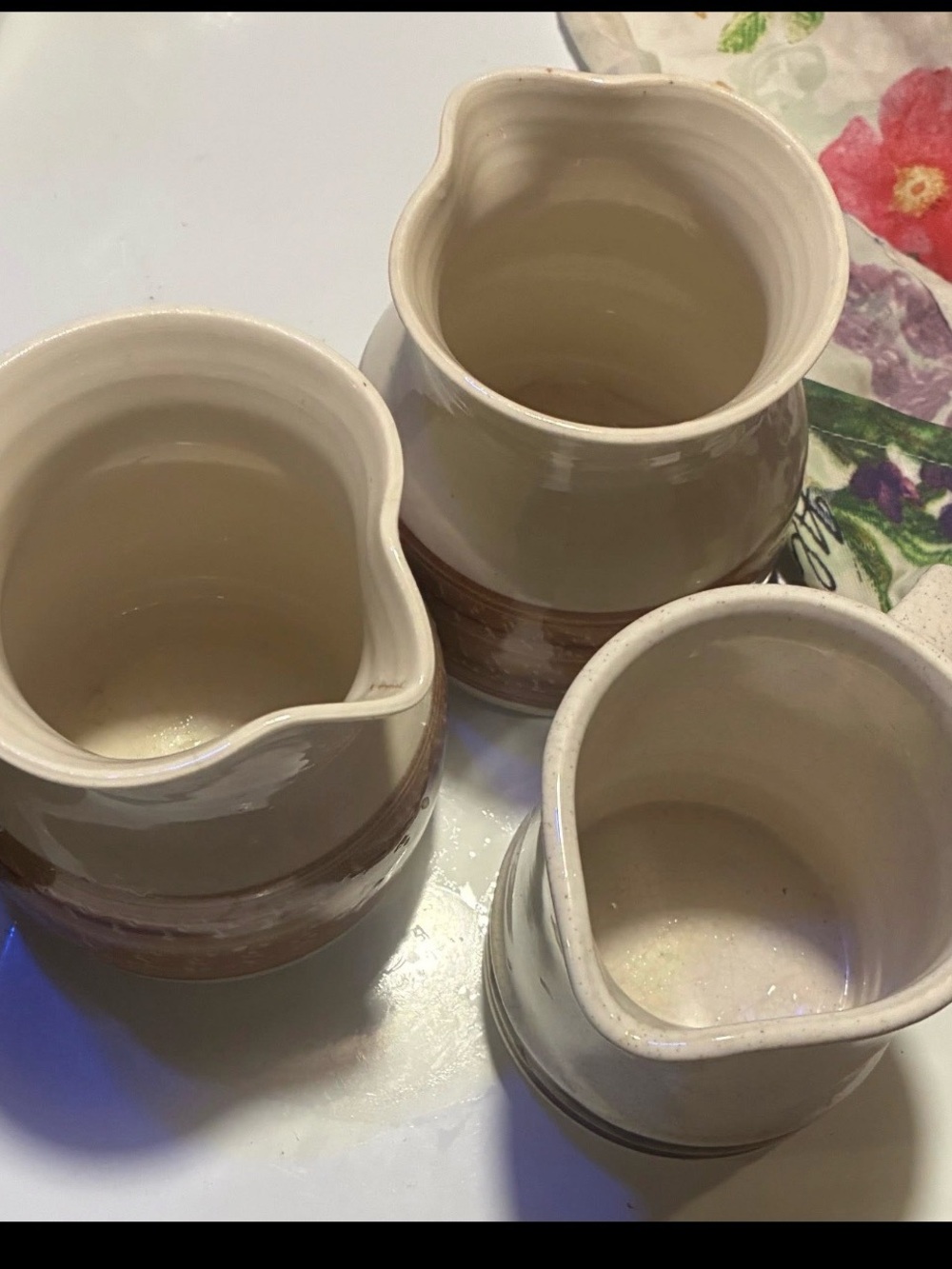 VINTAGE JAPAN 1970s speckled stoneware creamer sugar bowl, milk, pitcher set - Picture 3 of 4